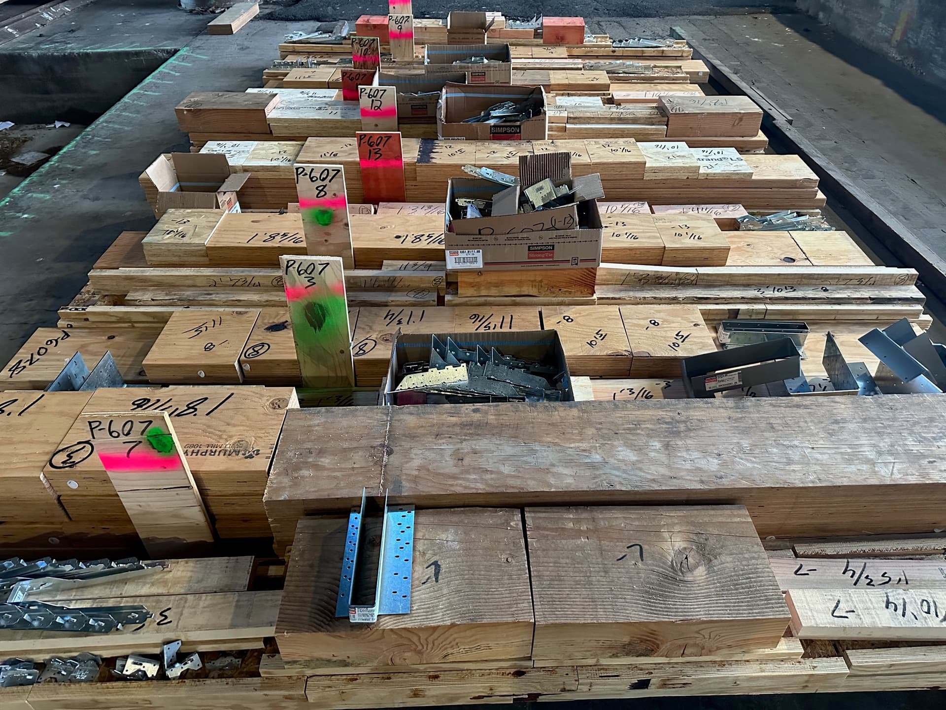 Labeled hardware kits organized for project delivery